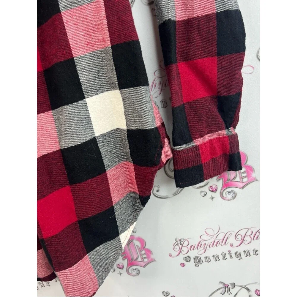 Wrangler retro button up shirt Red Black White Buffalo Plaid Button-Up Shirt